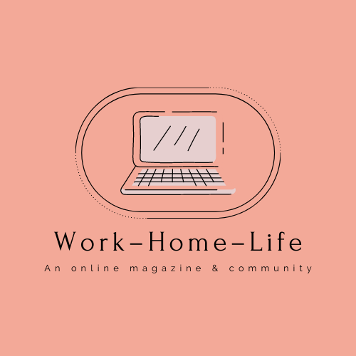 Work-Home-Life laptop and oval wordmark